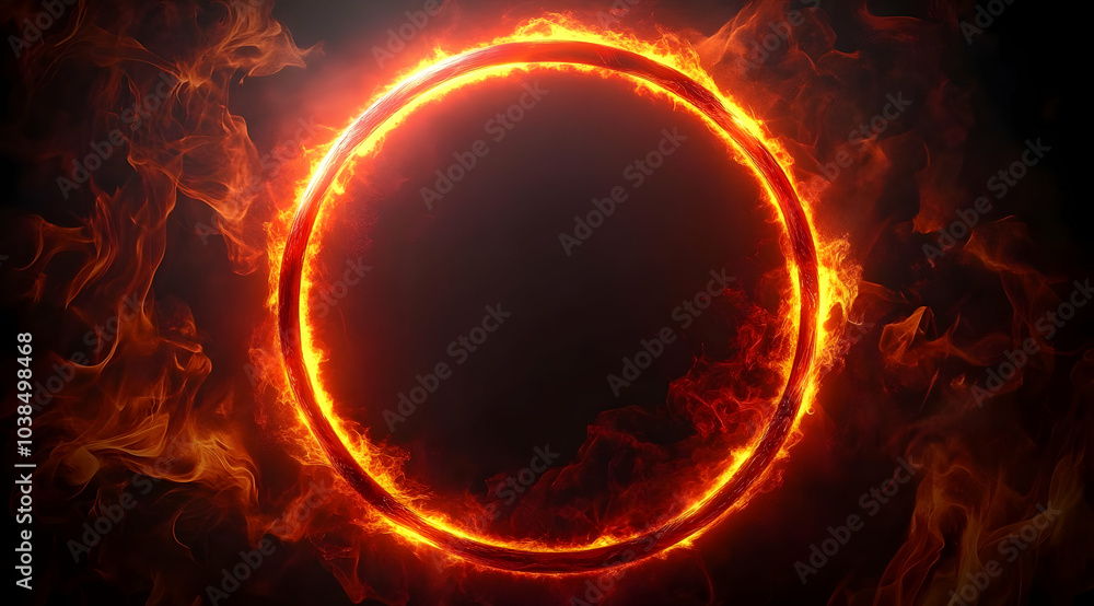 Glowing Red Ring on Dark Background Glowing Red Ring on Dark Background