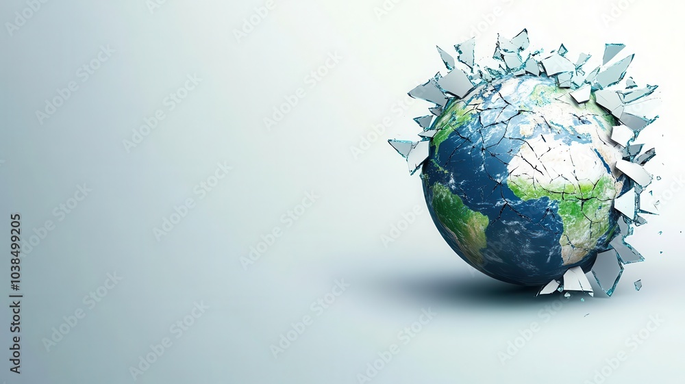A cracked globe symbolizing environmental distress and a call for sustainability and global awareness. A cracked globe symbolizing environmental distress and a call for sustainability and global awareness.