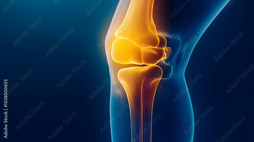 Knee Joint Illustration with Ray Effect Knee Joint Illustration with Ray Effect