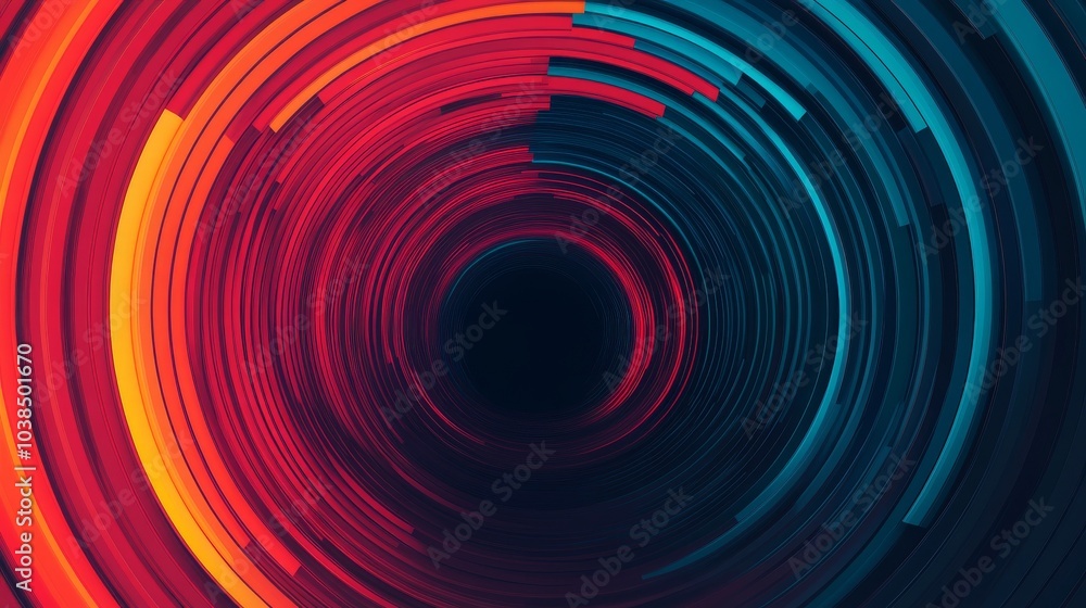 Fototapeta premium Colorful abstract circular design with vibrant gradients and motion effects.