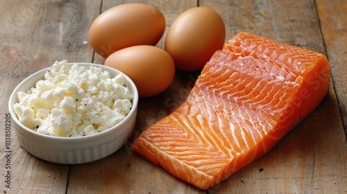 Vitamin D: Important for bone health by improving calcium absorption and supporting immune function. Found in fatty fish, fortified dairy, and produced through sunlight exposure.
 photo