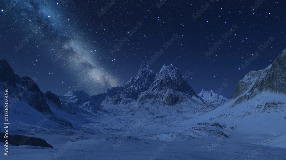 A mountain range under a deepening blue sky, where stars and the galaxy become visible in the growing darkness. A mountain range under a deepening blue sky, where stars and the galaxy become visible in the growing darkness.
