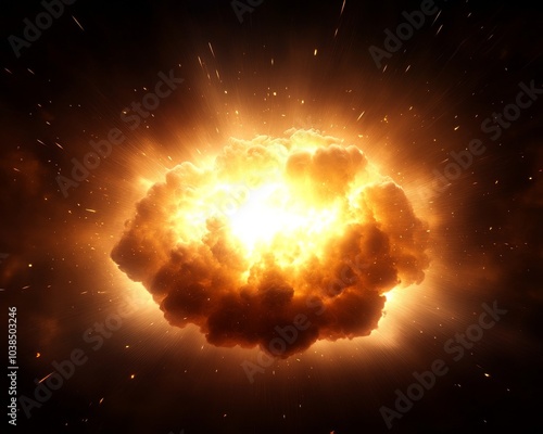 Wallpaper Mural Explosive cloud with fiery colors, dark background, dramatic illumination. Torontodigital.ca