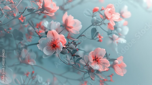 Minimalist floral patterns with soft gradients, floral design, delicate bloom photo