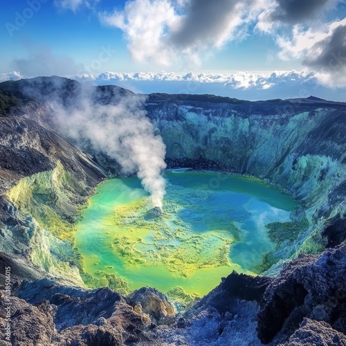 White Island, NZ: Active volcano with sulfur crater lake.