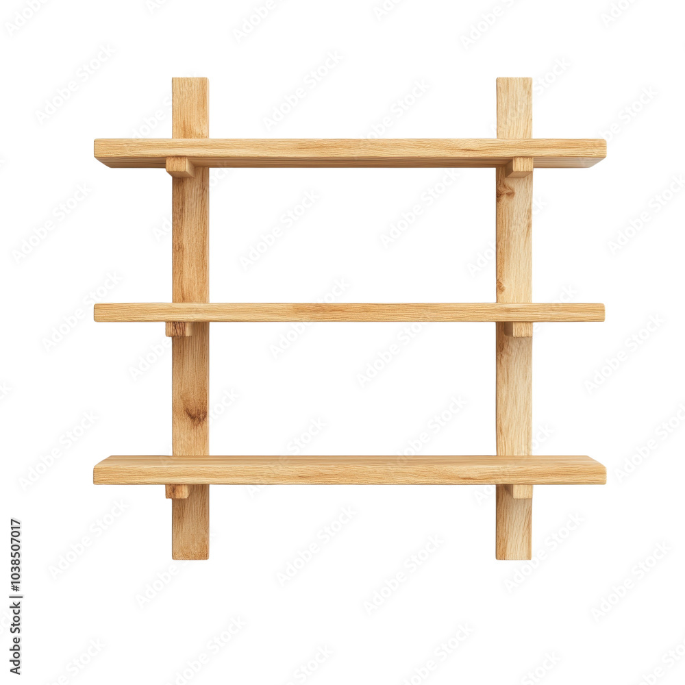 Wooden shelf design, minimalistic style, isolated on white background. Wooden shelf design, minimalistic style, isolated on white background.