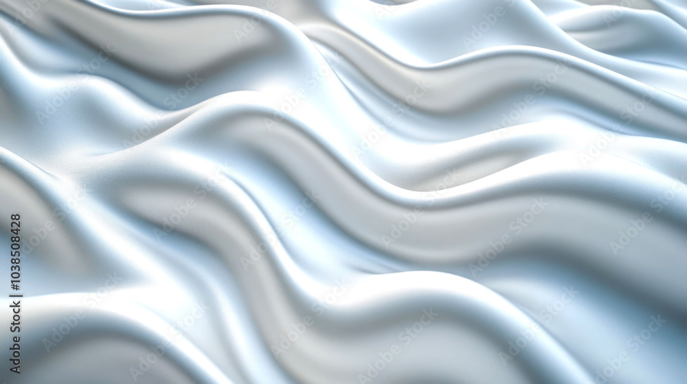 Fototapeta premium Abstract background of a smooth, flowing, white, fabric texture with soft lighting and gentle waves.