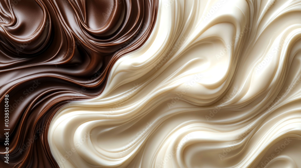 Abstract background of white and dark chocolate swirls. Abstract background of white and dark chocolate swirls.