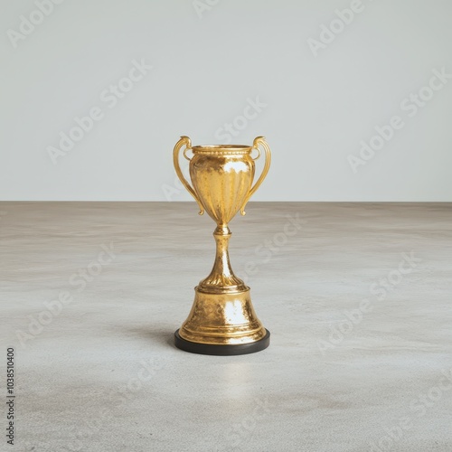 golden trophy cup on grey background