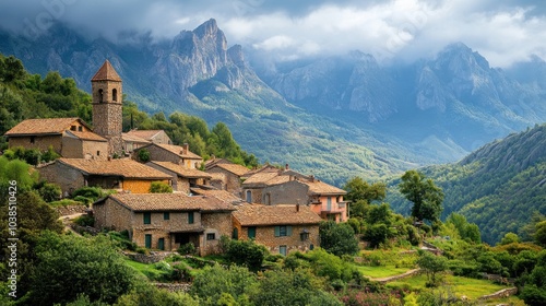 Wallpaper Mural Charming Village Nestled in Majestic Mountains Torontodigital.ca