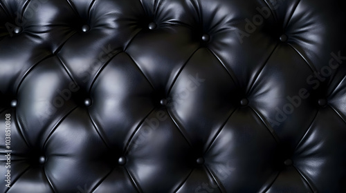 Black Leather Chesterfield Sofa Close-Up Texture