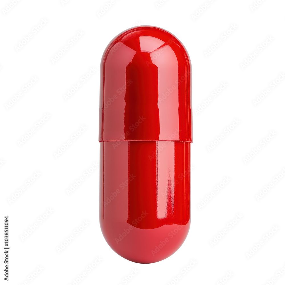 Red capsule on a white isolated background Red capsule on a white isolated background