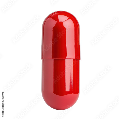 Red capsule on a white isolated background