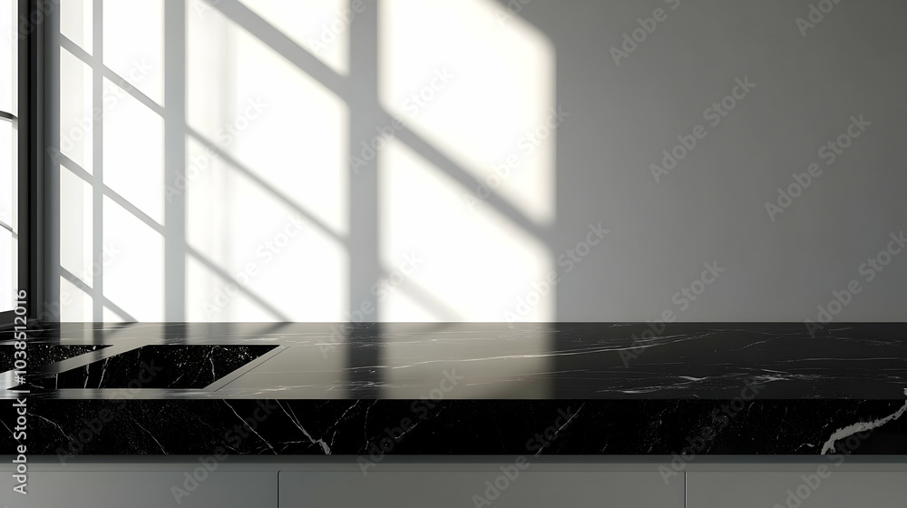 Obraz premium Elegant Marble Countertop with Shadows on White Wall