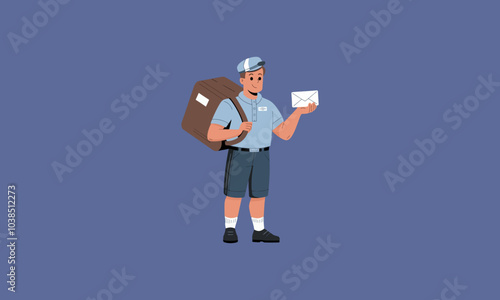 Wallpaper Mural Postman holding a letter with a mailbag on his back. Torontodigital.ca