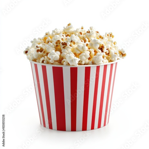 Delicious popcorn in a striped container