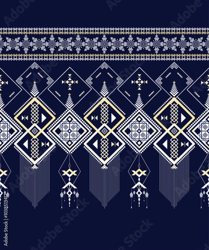 Geometric ethnic pattern traditional Design for ,clothing,wrapping,Batik,fabric,sarong, background,carpet,wallpaper, Vector illustration embroidery style.