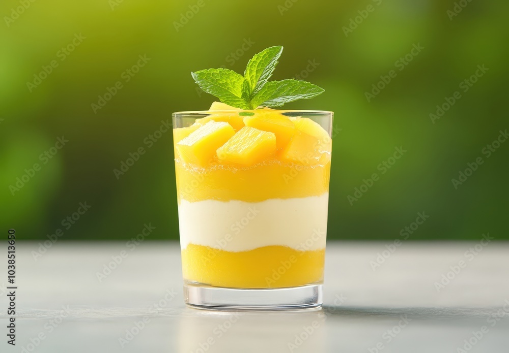 Refreshing mango smoothie with mint garnish Refreshing mango smoothie with mint garnish