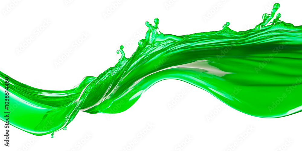 Liquid green splash set isolated on transparent background. AI generation Liquid green splash set isolated on transparent background. AI generation