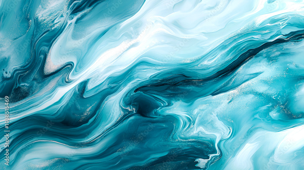 Abstract blue and white fluid art with gold accents. Abstract blue and white fluid art with gold accents.