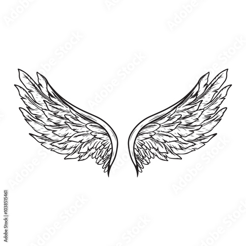 Wings icon in monochrome style on a white background vector illustration