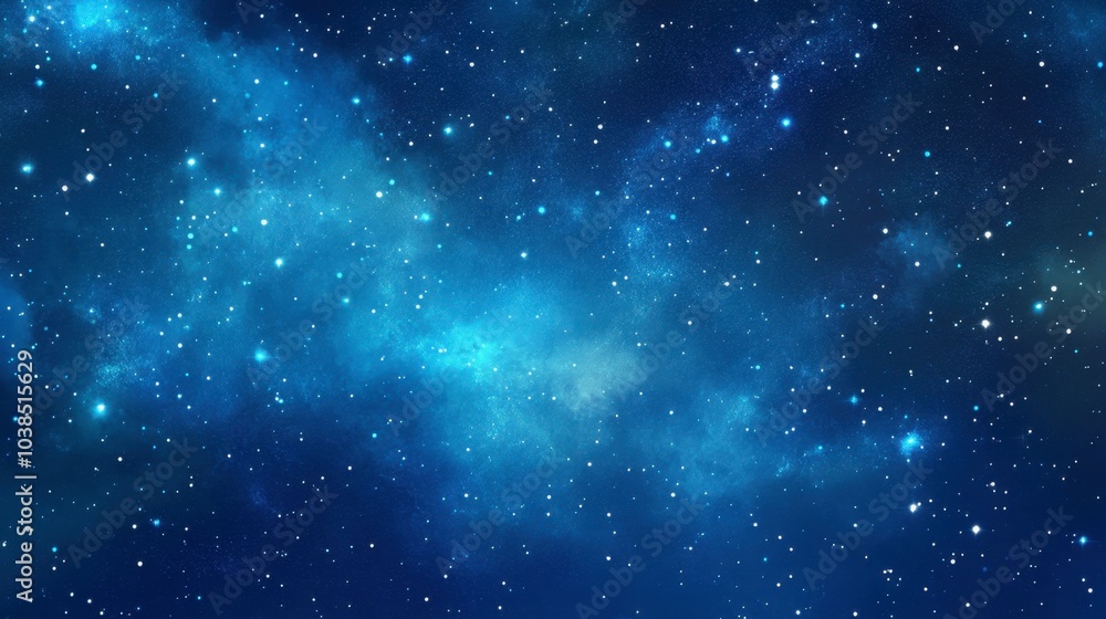 Obraz premium Blue sky with the soft emergence of stars, as the Milky Way galaxy begins to reveal its intricate details.