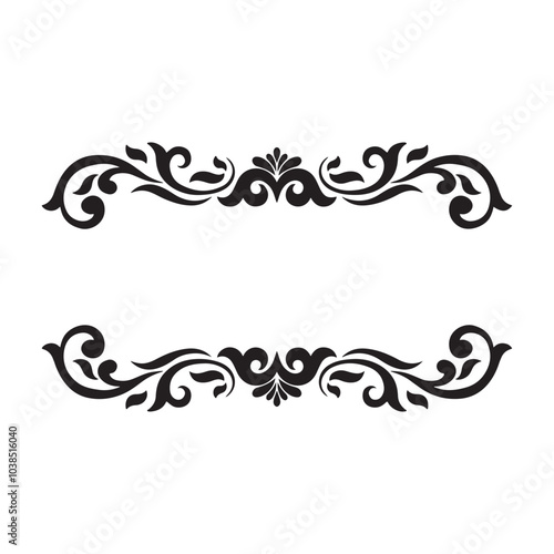 Vintage decorative frame. Elegant element for design in Eastern style, place for text. Floral black border