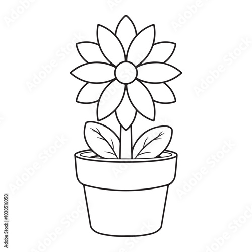 Wallpaper Mural cute flower in a pot icon cartoon vector illustration graphic design in black and white Torontodigital.ca