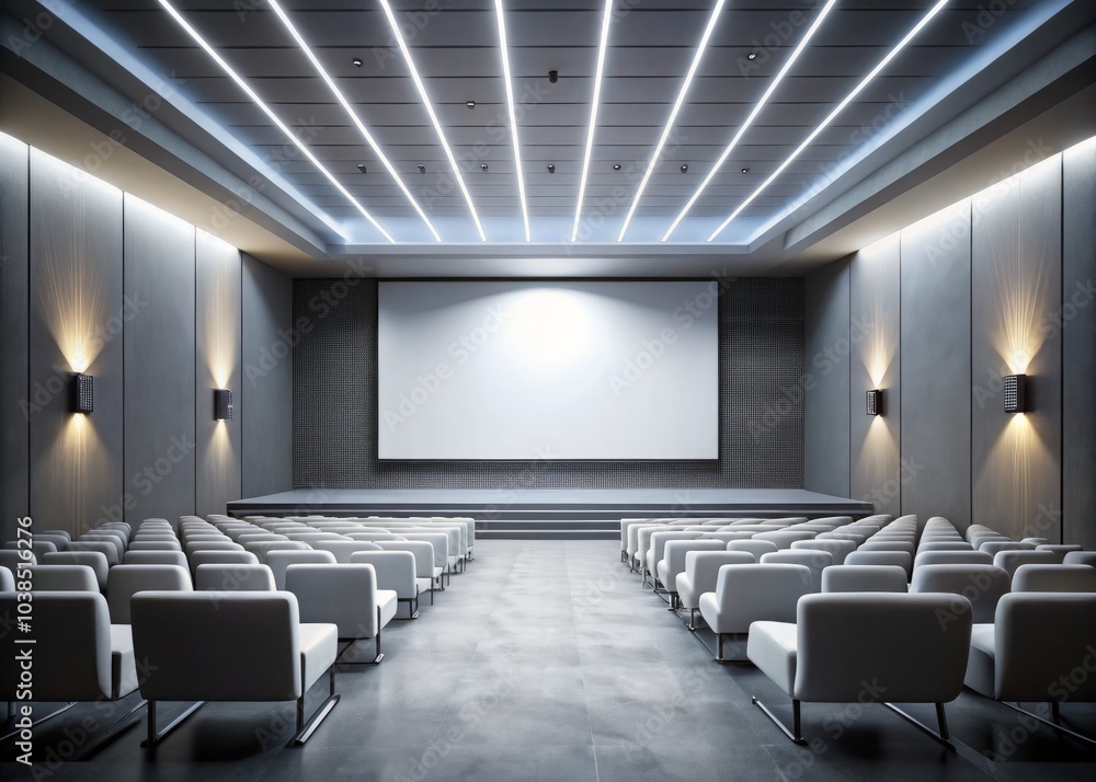 Experience a minimalist movie theater in an urban exploration style, showcasing sleek 3D architectural design, ambient lighting, and contemporary aesthetics through captivating photography. Experience a minimalist movie theater in an urban exploration style, showcasing sleek 3D architectural design, ambient lighting, and contemporary aesthetics through captivating photography.