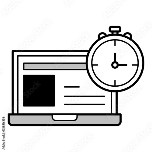 Laptop with Stopwatch. Website Speed and Performance and more.