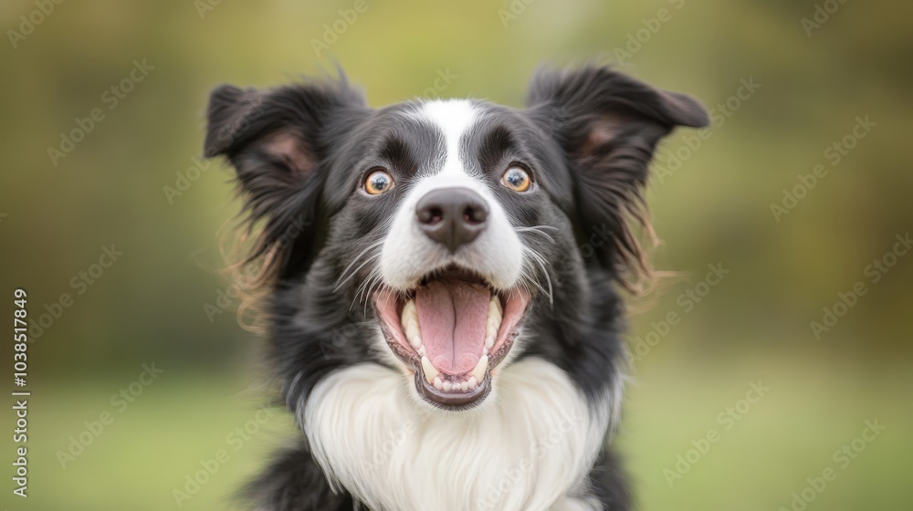 Friendly border collie dog with open mouth Friendly border collie dog with open mouth