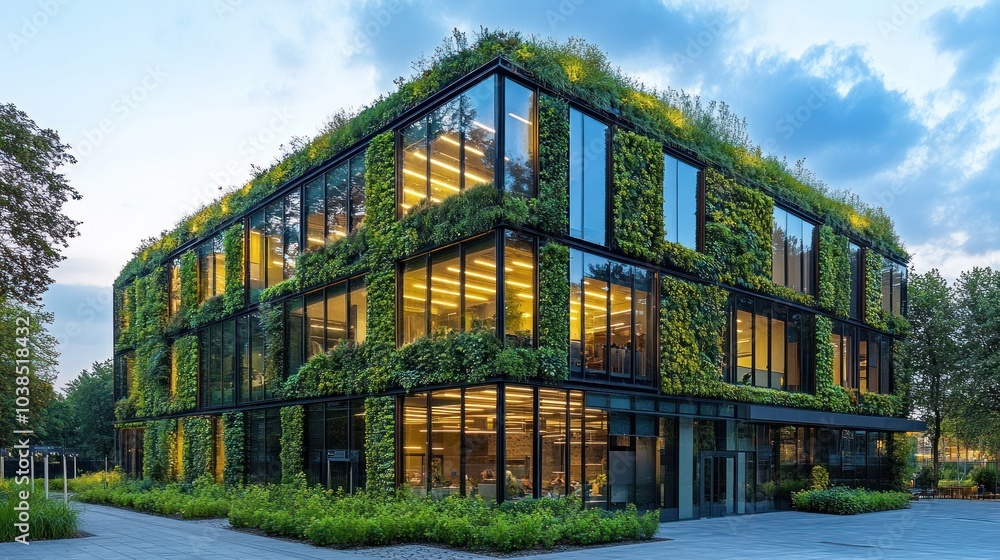 Obraz premium Modern Green Building Facade