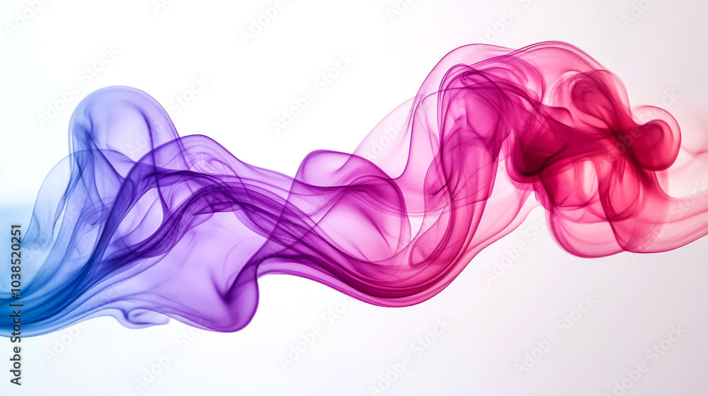 Fototapeta premium Abstract colorful smoke flowing on white background.