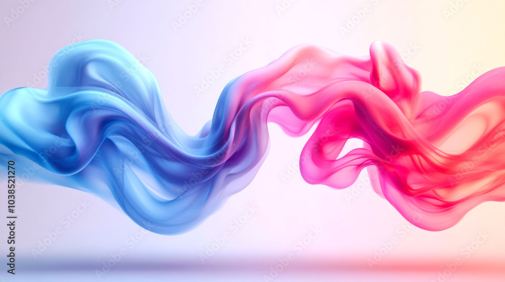 Abstract flowing pink and blue shapes against a white background. Abstract flowing pink and blue shapes against a white background.