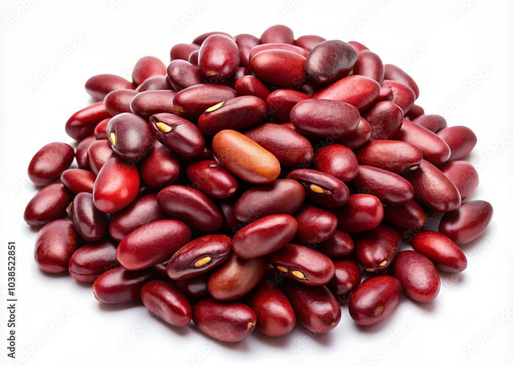 High-quality red beans isolated on a white background, ideal for food photography, nutritional content, and various culinary applications. Perfectly capture their rich color and texture. High-quality red beans isolated on a white background, ideal for food photography, nutritional content, and various culinary applications. Perfectly capture their rich color and texture.