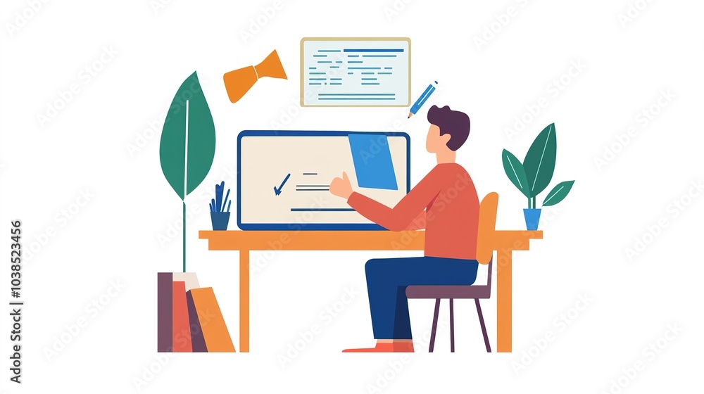 A teacher providing live feedback during a remote learning session. A teacher providing live feedback during a remote learning session.