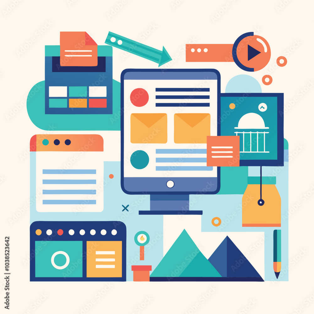 Pack of flat blog element design kit. Generative AI. Pack of flat blog element design kit. Generative AI.