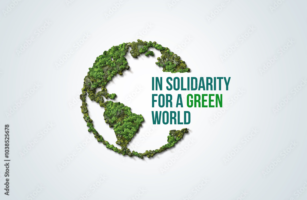 In Solidarity for a Green World. Climate change conference slogan concept background. In Solidarity for a Green World. Climate change conference slogan concept background.