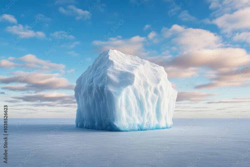 Majestic iceberg floating in calm ocean