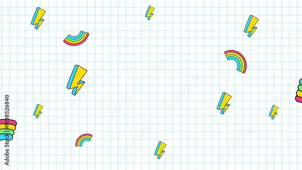 Animated Sticker Set: Smile Daisy, Rainbow, Heart, Arrow, Mushroom, Shining Stars. Boho Kids Sticker, Doodle Style Isolated on green background. Animated Sticker Set: Smile Daisy, Rainbow, Heart, Arrow, Mushroom, Shining Stars. Boho Kids Sticker, Doodle Style Isolated on green background.