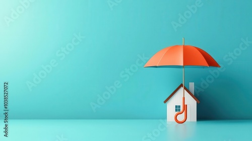 Wallpaper Mural Umbrella with a house inside, representing enclosed protection, 3D illustration, Torontodigital.ca