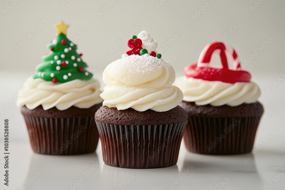 festive christmas cupcakes with decorations festive christmas cupcakes with decorations