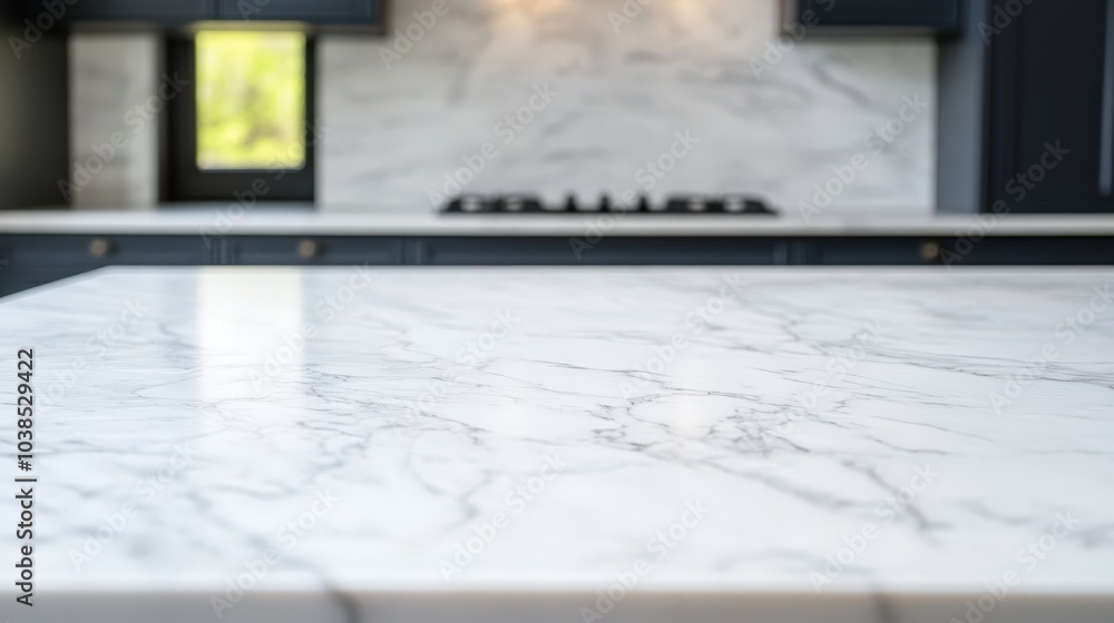 modern kitchen countertop with marble-like surface modern kitchen countertop with marble-like surface