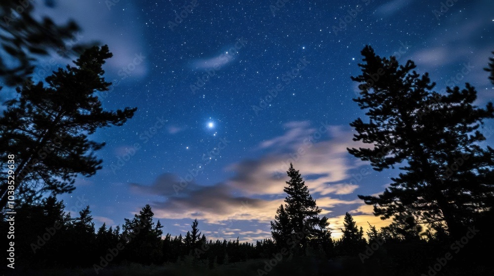 Night sky with a blanket of stars twinkling through soft clouds, evoking a sense of infinite wonder and cosmic beauty. Night sky with a blanket of stars twinkling through soft clouds, evoking a sense of infinite wonder and cosmic beauty.