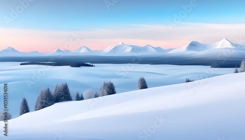 Artistic beauty of winter snowland scenery photo