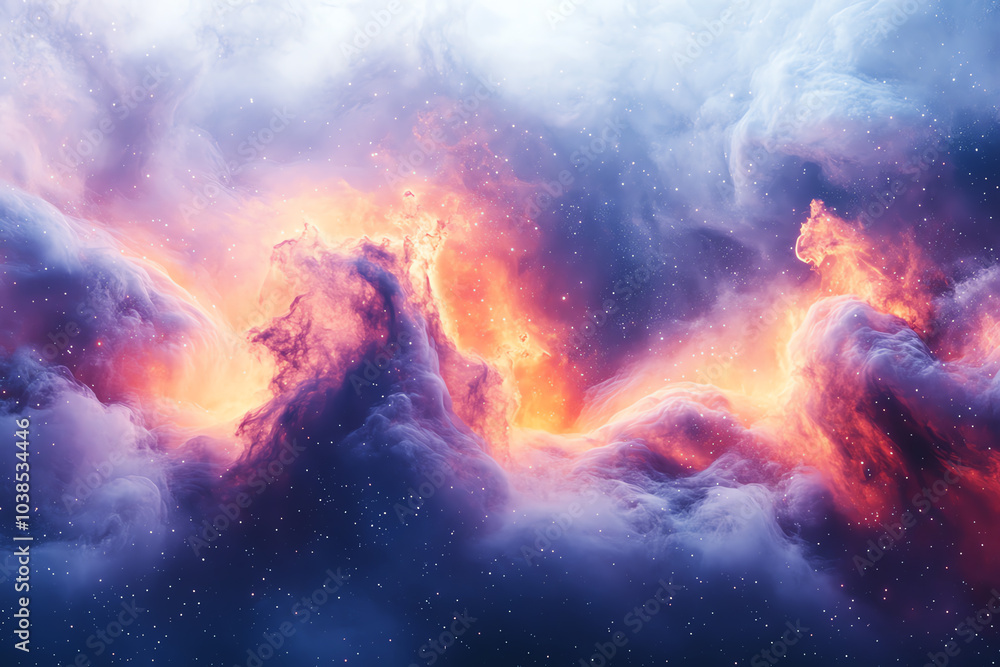 Craft a mesmerizing nebula seen from a unique tilted perspective, showcasing swirling clouds of vibrant hues, resembling a stunning watercolor masterpiece Craft a mesmerizing nebula seen from a unique tilted perspective, showcasing swirling clouds of vibrant hues, resembling a stunning watercolor masterpiece
