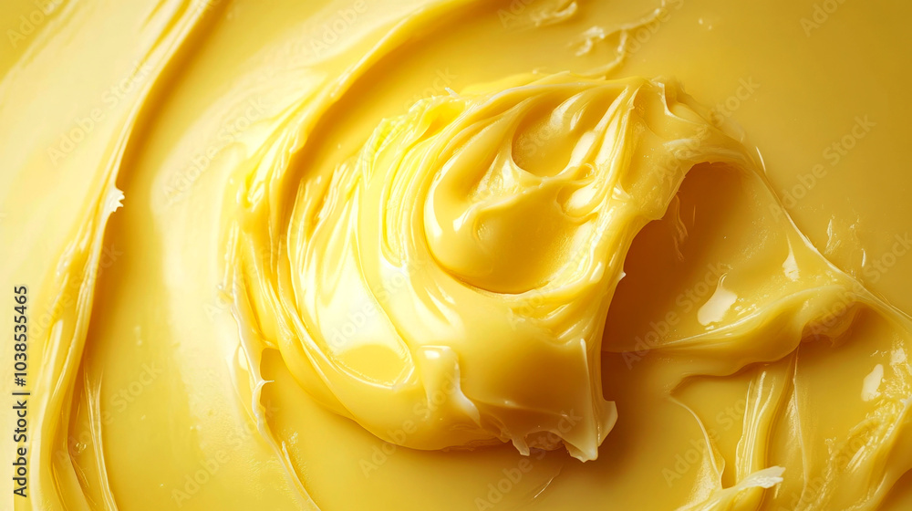 Close-up of swirling, golden yellow butter. Close-up of swirling, golden yellow butter.
