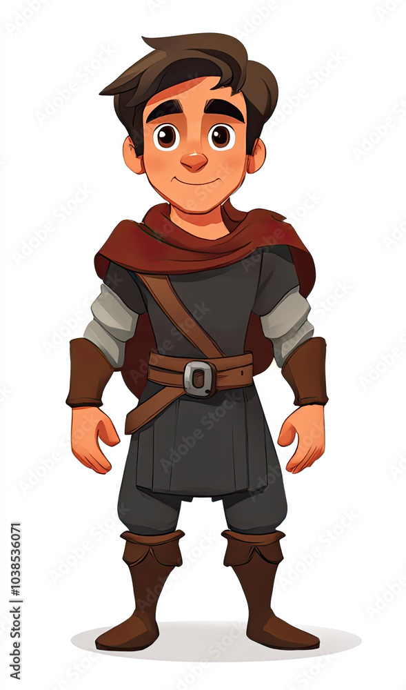 Naklejka premium Game character sheet, medieval knight, 2D cartoon style, isolated