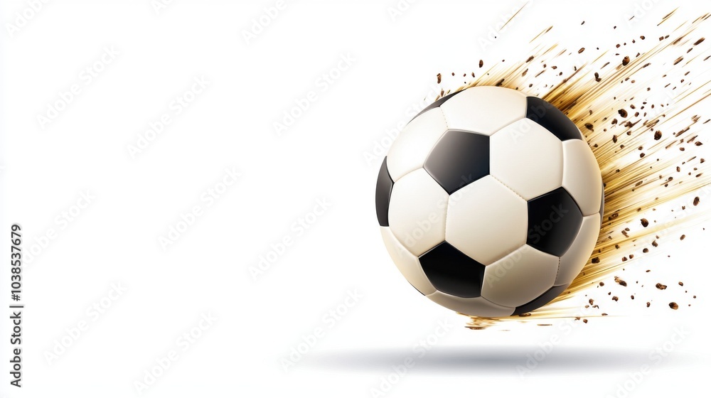 Naklejka premium Soccer ball with motion blur effect on a white isolated background.