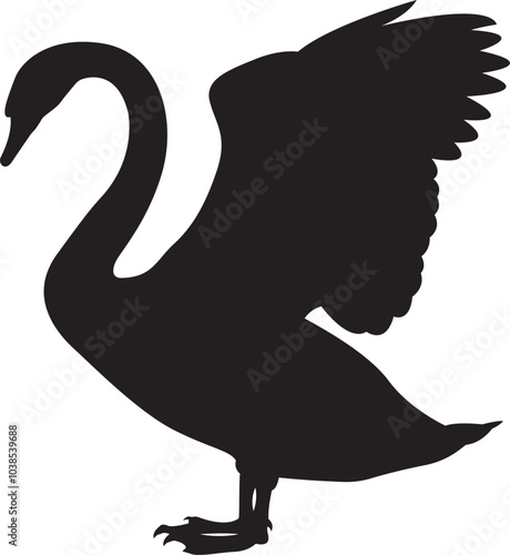 The silhouette of swan vector art